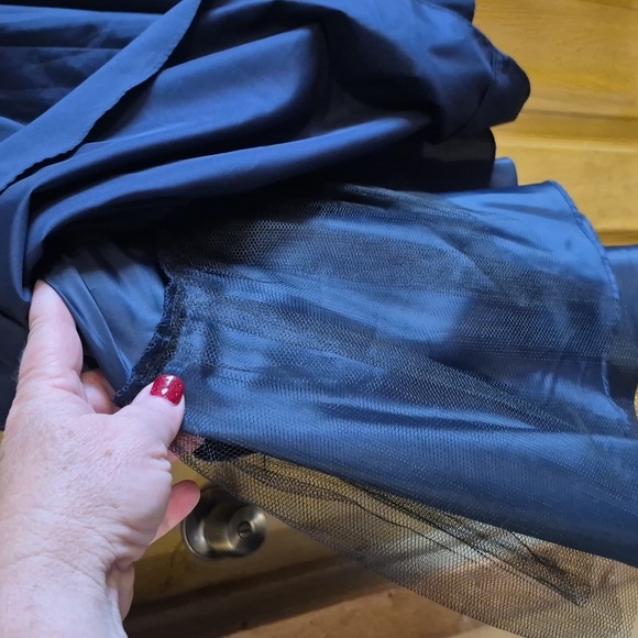 Jessica Howard Navy Long Sleeve Lace Dress Size 16 Tea Length Formal Taffeta - Picture 5 of 8